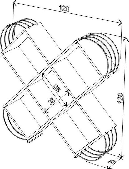 Βιβλιοθήκη Case Λευκό / Χρώμιο 120x25x120εκ.
