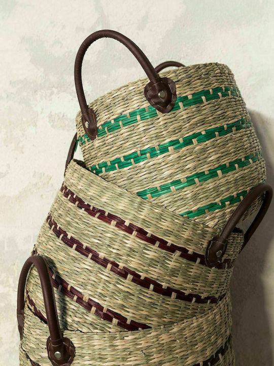 Nima Laila Coș decorativ Din paie cu mânere Brown 35x35x28buc