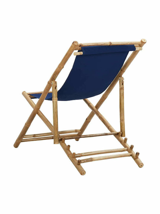 Deckchairs Bamboo with Navy Blue Fabric 108x60x62cm