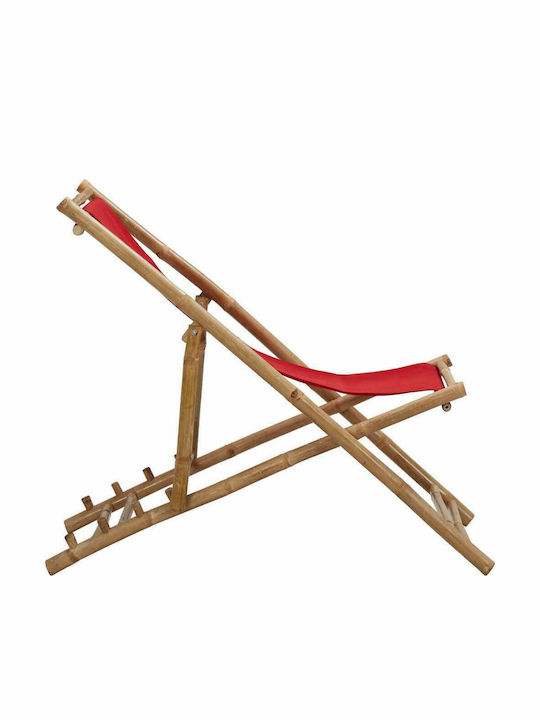 Deckchairs Bamboo with Red Fabric 108x60x62cm