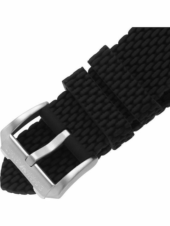 Emporio Armani Diver Ανδρικό Ρολόι 43mm Μπαταρίας με Μαύρο Καουτσούκ Λουράκι