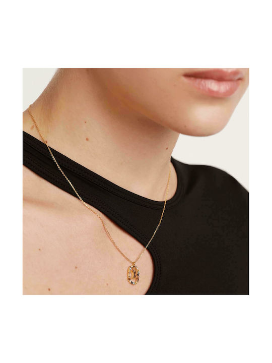 P D Paola Letter Collection ”X” Necklace Monogram from Gold Plated Silver with Pearls & Zircon