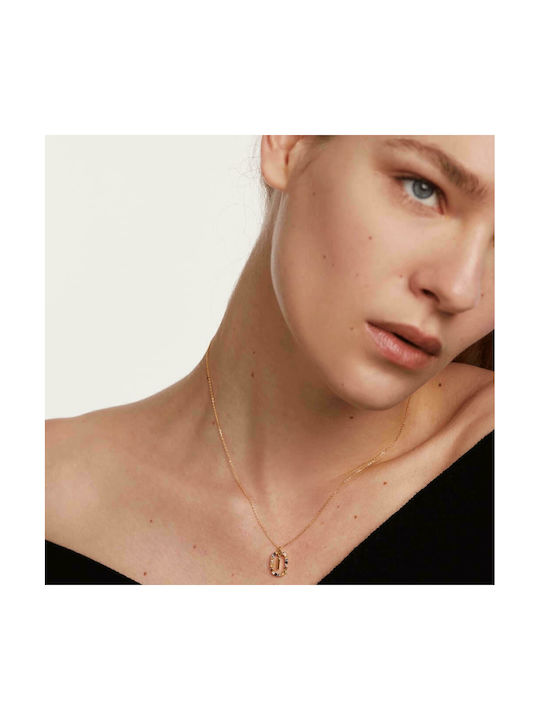 P D Paola Letter Collection "I" Necklace Monogram from Gold Plated Silver with Pearls & Zircon