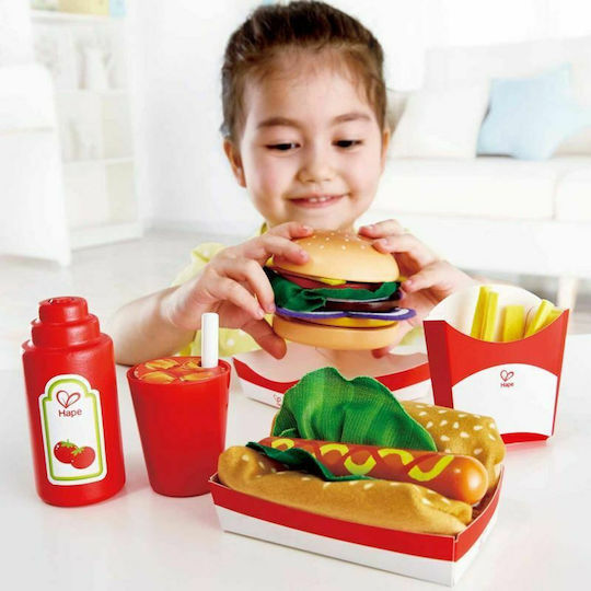 Hape Παιχνίδια Fast Food από Ξύλο για 3+ Ετών 10 εκ. 8τμχ