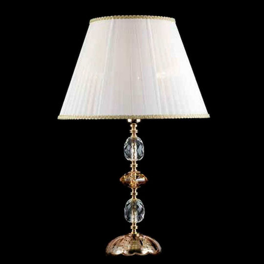 Ondaluce Patricia Glass Table Lamp for Socket E27 with Beige Shade and Gold Base