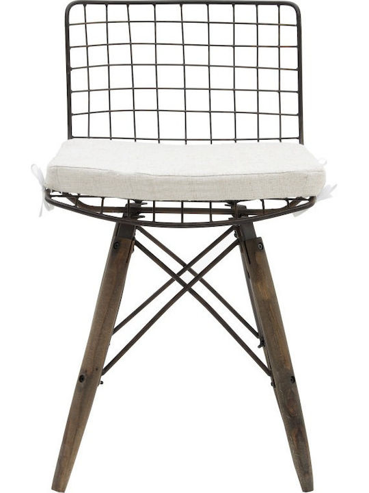 Outdoor Chair Metallic Rusty Silver with Cushion 42x50x77cm