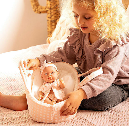 Munecas Arias Baby-Puppen-Set Baby im Korb mit Schnuller 26 cm.