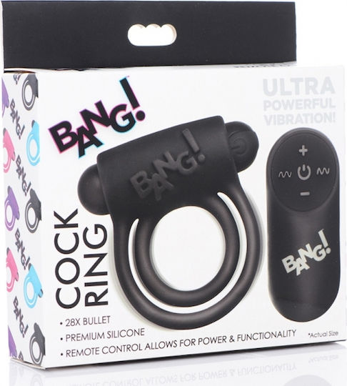 XR Remote Control Vibrating Cock Ring & Bullet Black