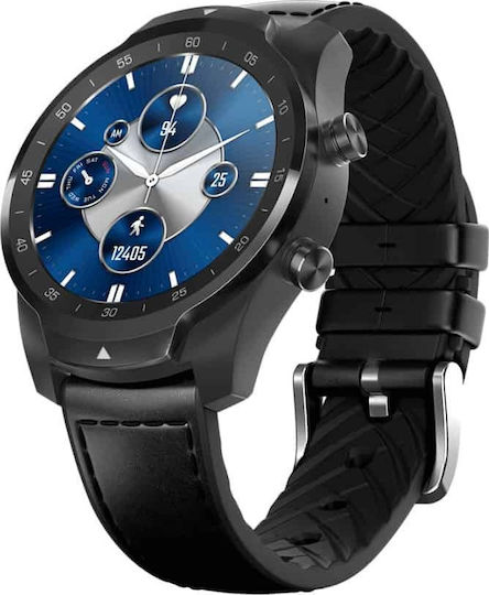 Ticwatch Pro S 45mm Αδιάβροχο Smartwatch με Παλμογράφο (Μαύρο)