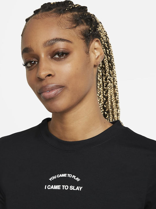 Women's Athletic Crop Top Short Sleeve Black
