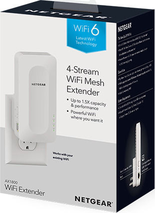 NetGear EAX15 Mesh WiFi Extender Dual Band (2.4 & 5GHz) 1800Mbps