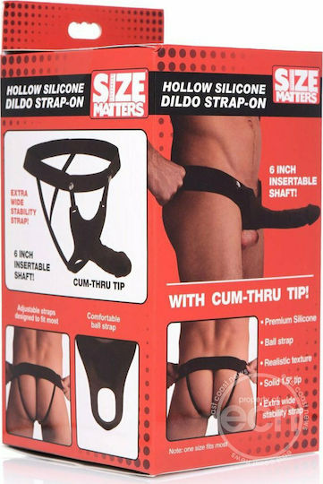 XR Size Matters Hollow Silicone Dildo Strap On Harness with Dildo in Black Color