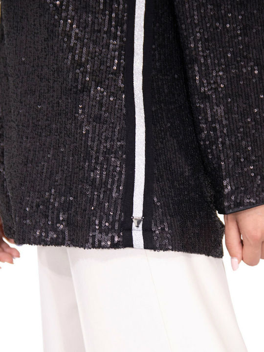 Guess Long Women's Blazer Black with Sequins
