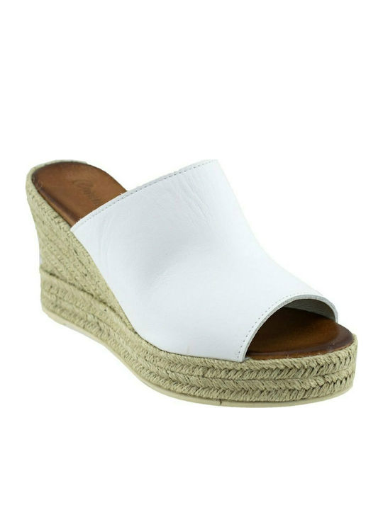 Commanchero Original Women's Leather Platform Wedge Sandals White