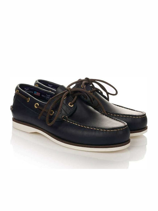 Sea and City C4 Men's Leather Boat Shoes Blue