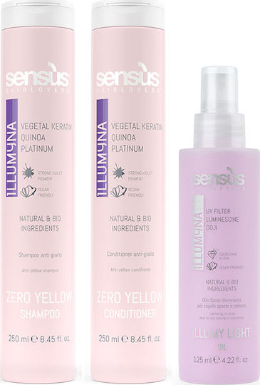 Sensus Illumyna Hair Care Set with Keratin for Coloured Hair with Shampoo Conditioner and Oil 3 Pieces