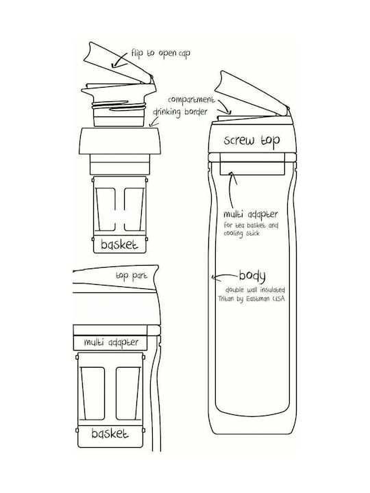 Timolino Omni Tritan Hydration Bottle Venti Plastic Water Bottle 400ml Red
