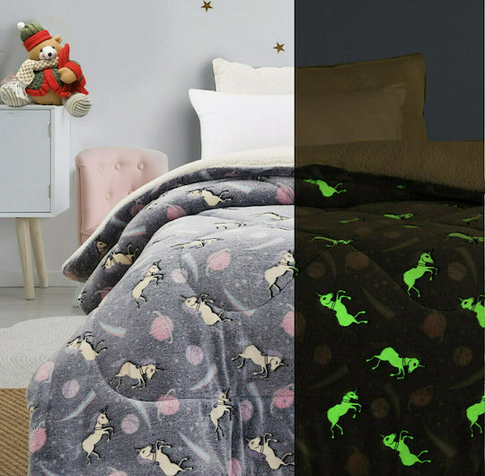 Kinderbettdecke Leuchtend Einzel Unicorns Gray 160x220cm Kinderbettdecke Leuchtend Einzel Unicorns Gray 160x220cm