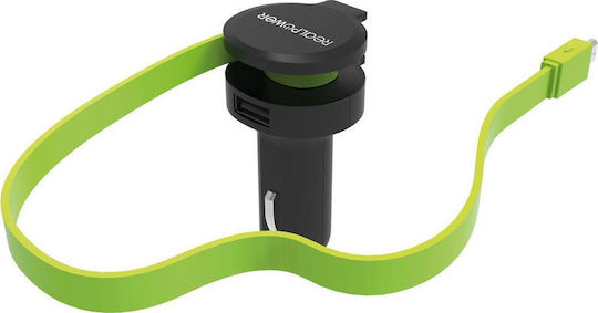 RealPower Auto-Ladegerät 12W mit einem Anschluss: 1xUSB mit Kabel Mini-USB Schwarz Farbe