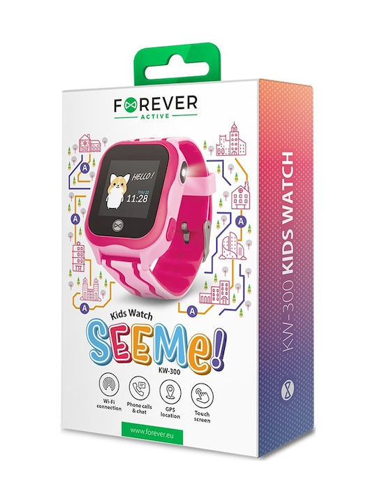 Forever Детски Смартчасовник See Me с GPS и Розова Камера