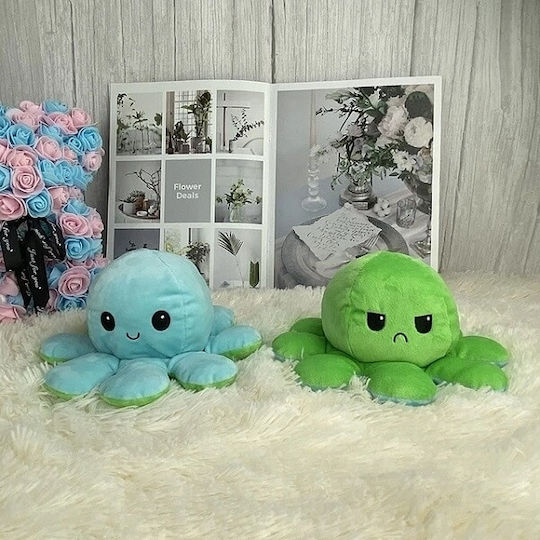Toys Garden Plush Reversible Octopus Blue-Green 12 cm