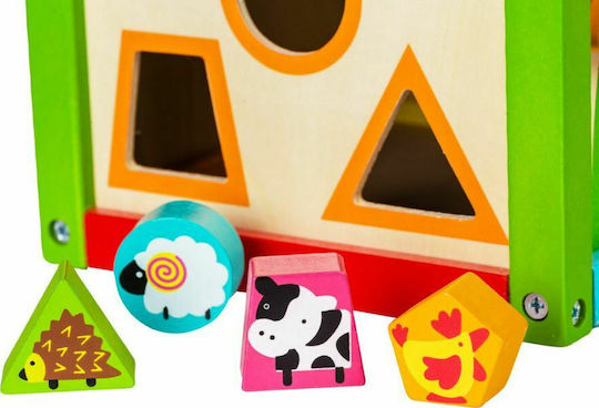 Ecotoys Shape Sorting Toy Educational Activity Cube 5 In 1 made of Wood for 18++ Months