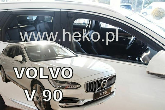 Heko Set of Windbreakers Front and Rear Car Dark Fime for Volvo V90 4pcs