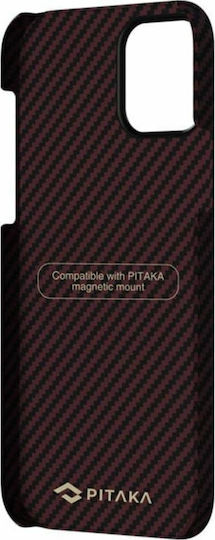 Pitaka MagCase Aramid Kevlar Back Cover Πλαστικό 0.65mm Black / Red Twill (iPhone 12 Pro Max)