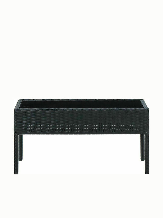 Masa Masa de lounge pentru spații exterioare mici Rattan cu suprafață din sticlă Negru 75x40x37buc