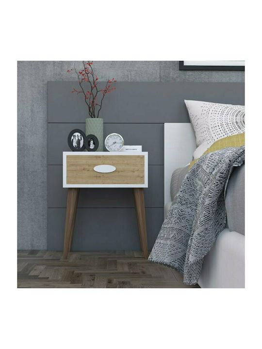 Bedside Table Laber Wooden Walnut White Sonoma 45x30x57.5cm