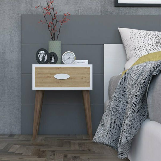 Bedside Table Laber Wooden Walnut White Sonoma 45x30x57.5cm