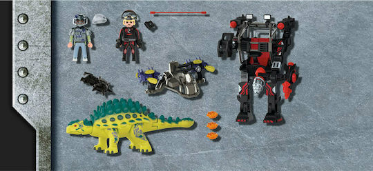Playmobil Dino Rise Αγκυλόσαυρος με Μαχητή εναντίον Ρομπότ για 5-10 ετών