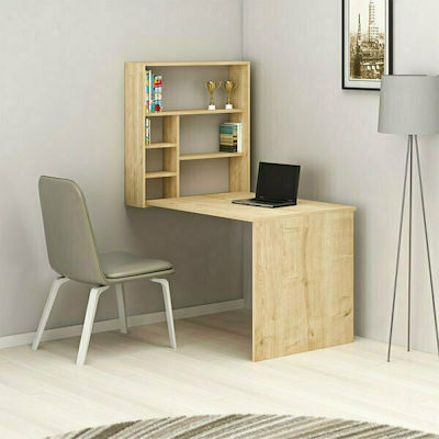 Wooden Ravin Home Office Desk with Bookshelf Sonoma Τοίχου Ανοιγόμενο L63xW90xH154cm