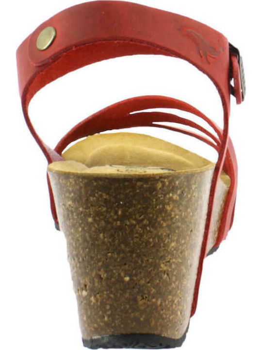 Anatomic Women's Leather Ankle Strap Platforms Red