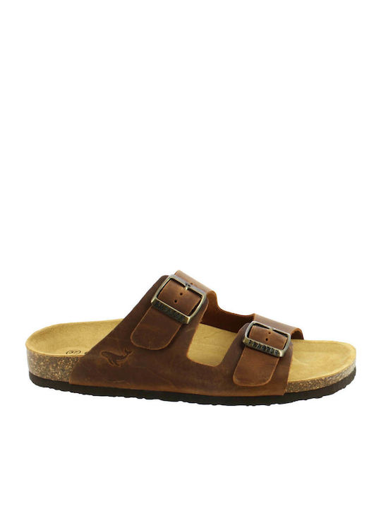 Plakton Leather Women's Flat Sandals In Brown Colour