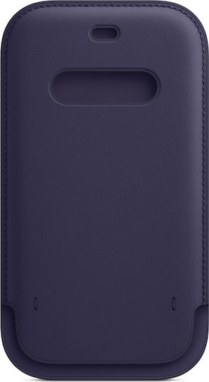 Apple Leather Sleeve with MagSafe 360 Full Cover Δερμάτινο Deep Violet (iPhone 12 / 12 Pro)