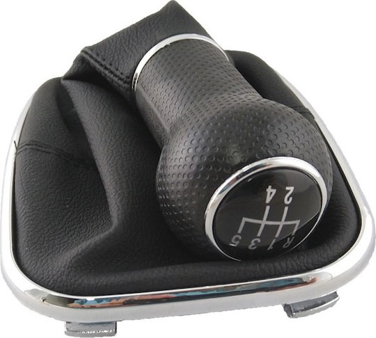 Carner Shift Knob with Bubble με Φυσούνα από Δερματίνη και Πλαίσιο 4/Bora με Πατητή Όπισθεν 23mm for Volkswagen Golf black