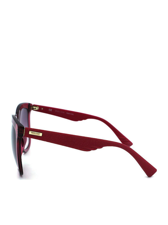 Police Women's Sunglasses with Burgundy Plastic Frame and Purple Gradient Lens