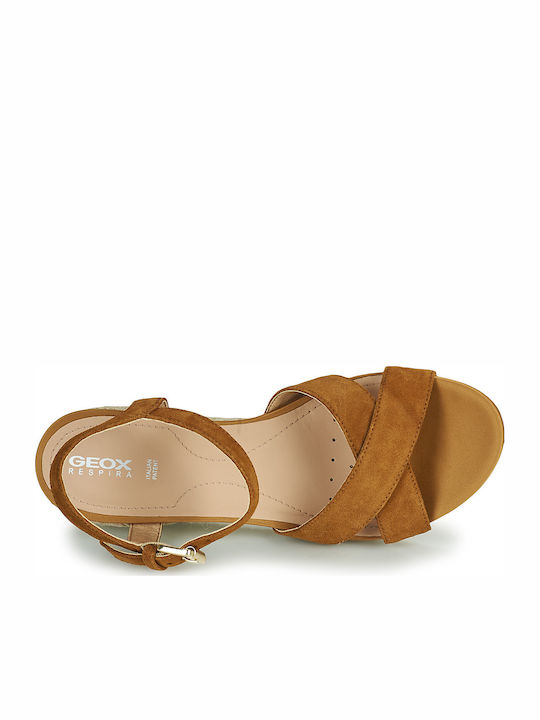 D Ischia Corda C Anatomic Women's Leather Ankle Strap Platforms Brown D02HHC 00022 C2021