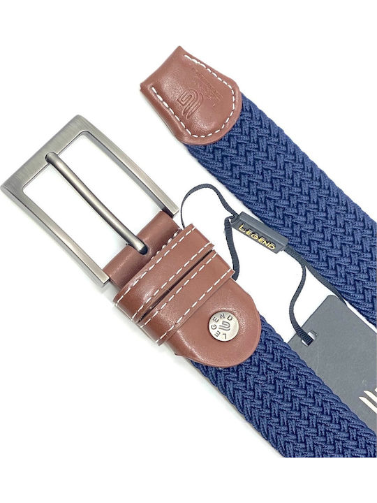 Elastic Men's Fabric Knitted Blue Tan Belt