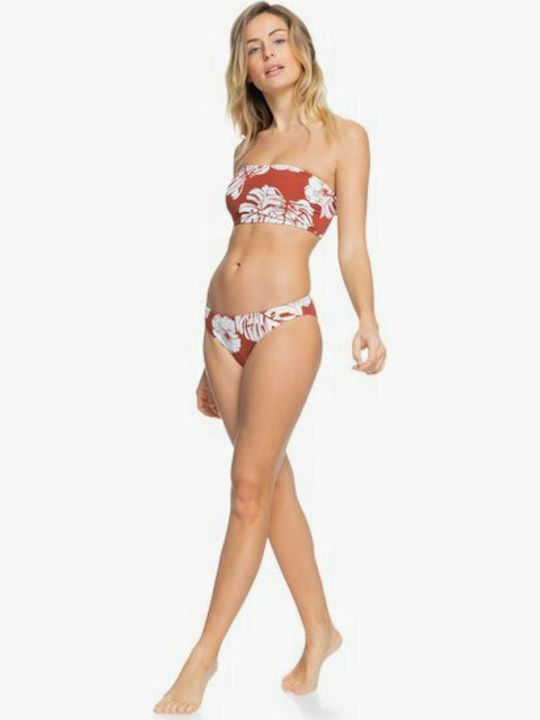 Bikini Set Sports Bra & Slip Bottom Garden Trip with Adjustable Straps Burgundy Floral