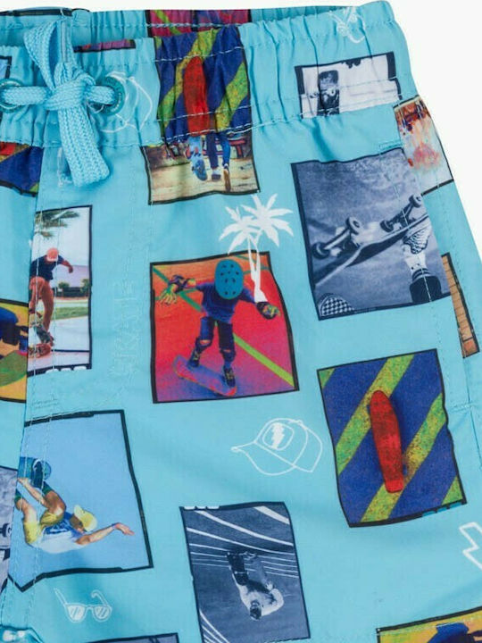 Losan Skater Photo Print Kids Swimwear Swim Shorts Light Blue