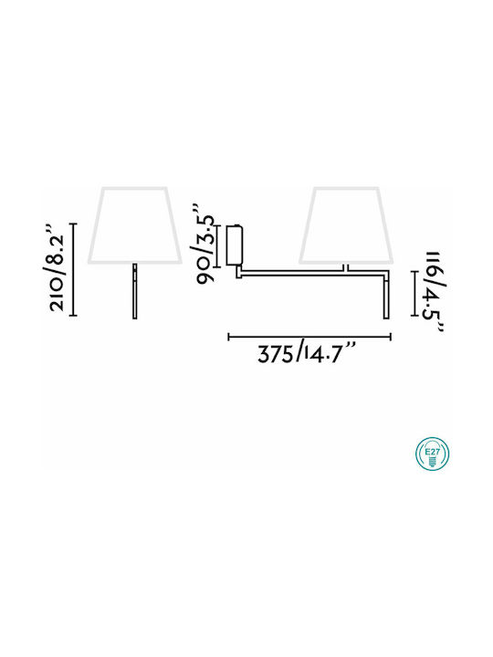 Faro Barcelona Ron Modern Lamp Wall with Socket E27 and Switch Beige 22x21cm