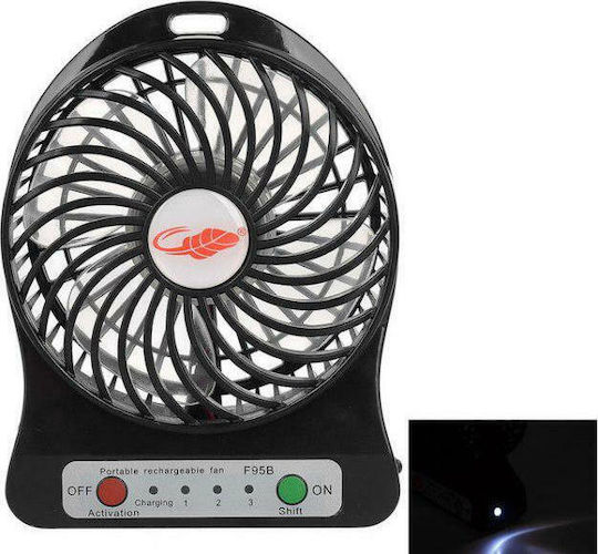 USB Ventilator mit Wiederaufladbarer Batterie 5W Schwarz