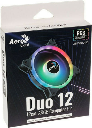 Aerocool Duo 12 ARGB Gehäuselüfter 120mm mit Verbindung 6-polig 1Stück Schwarz