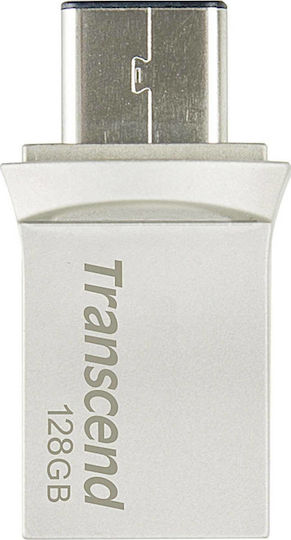 Transcend JetFlash 890 128GB USB 3.1 Stick with connection USB-A & USB-C Silver
