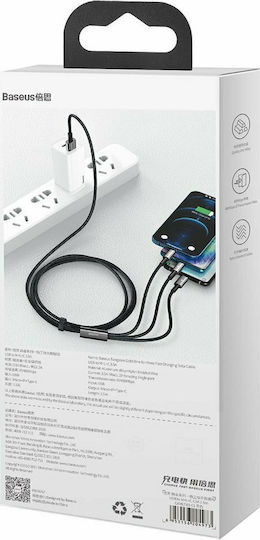 Baseus Tungsten Gold Geflochten USB zu Blitzschlag / Typ-C,TC-TC / Micro-USB Kabel 3.5A Schwarz 1.5m (CAMLTWJ-01)