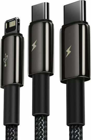 Baseus Tungsten Gold Geflochten USB zu Blitzschlag / Typ-C,TC-TC / Micro-USB Kabel 3.5A Schwarz 1.5m (CAMLTWJ-01)