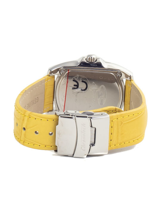 Chronotech Watch with Yellow Leather Strap