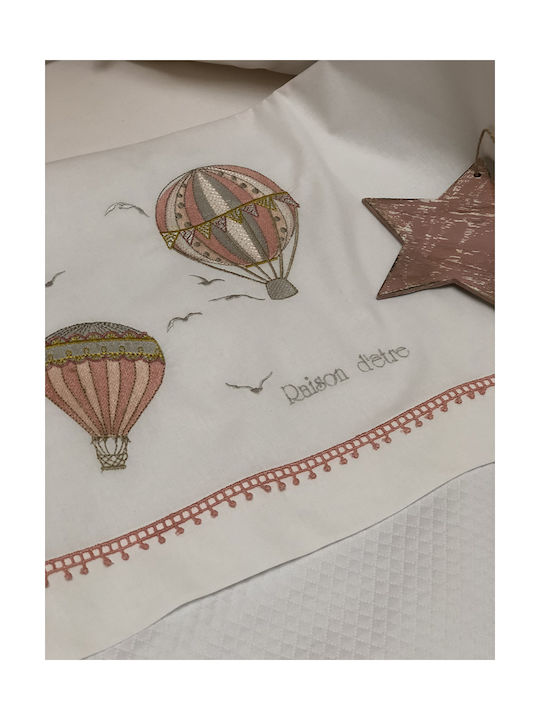Raison D' Etre Hot Air Balloon Seturi de cearșafuri pentru bebeluși Pentru Patut Bumbac Roz 120x160buc 2buc